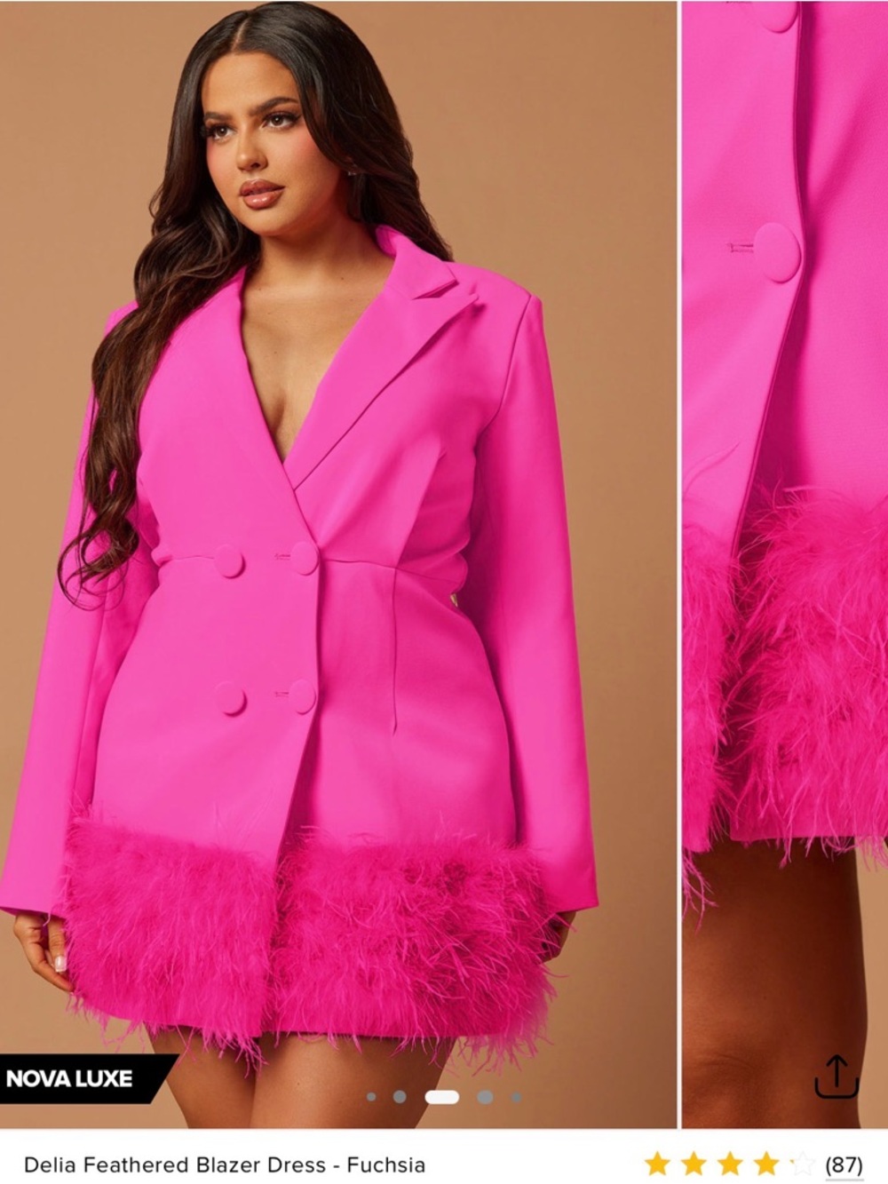 Delia Feathered Fuchsia Blazer Dress Fashion Nova LUXE